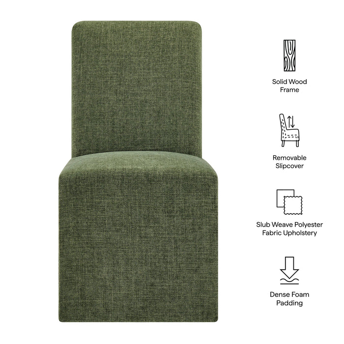 Modway Aster Slub Weave Fabric Slipcovered Dining Chairs Set of 2 in Foliage - dimensions and specifications
