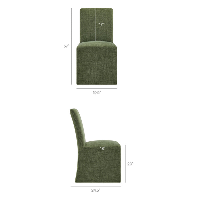 Modway Aster Slub Weave Fabric Slipcovered Dining Chairs Set of 2 in Foliage - dimensions and specifications 49