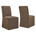 Modway Aster Slub Weave Fabric Slipcovered Dining Chairs Set of 2 in Mocha - front view