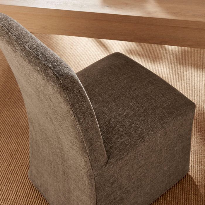 Modway Aster Slub Weave Fabric Slipcovered Dining Chairs Set of 2 in Mocha - lifestyle view 36
