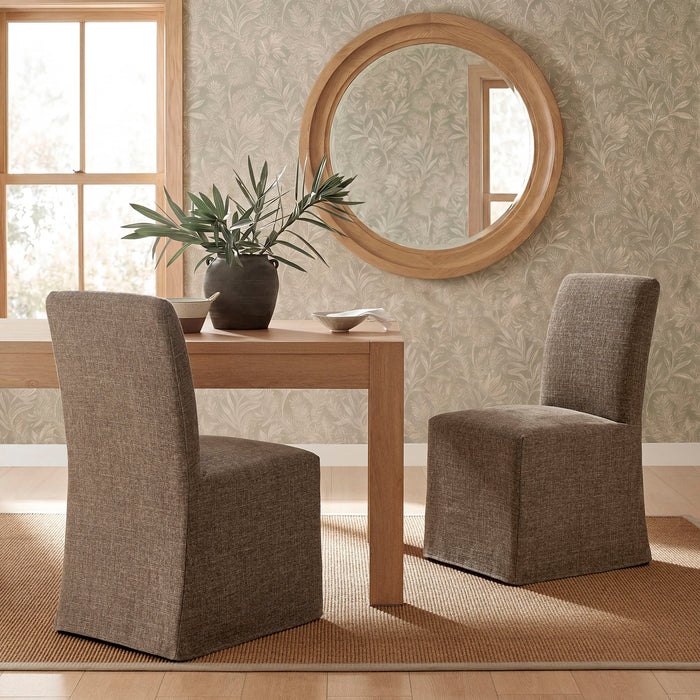 Modway Aster Slub Weave Fabric Slipcovered Dining Chairs Set of 2 in Mocha - lifestyle view 41