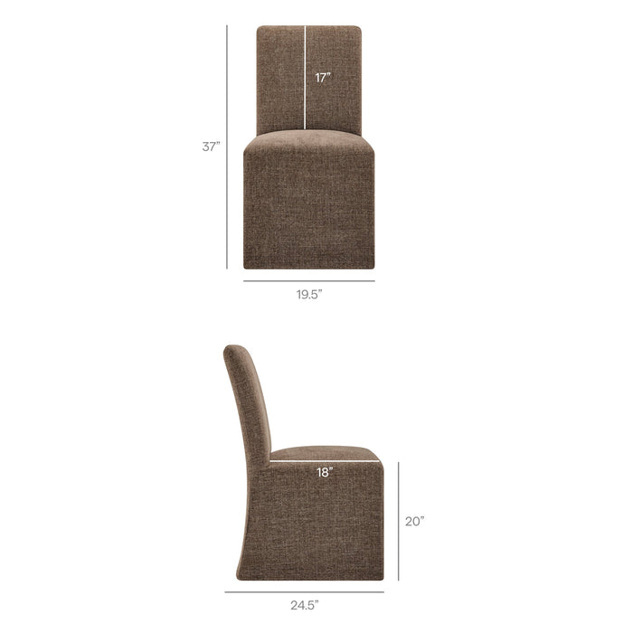 Modway Aster Slub Weave Fabric Slipcovered Dining Chairs Set of 2 in Mocha - dimensions and specifications 47