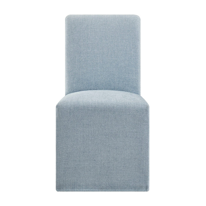 Modway Aster Slub Weave Fabric Slipcovered Dining Chairs Set of 2 in Sky - lifestyle view