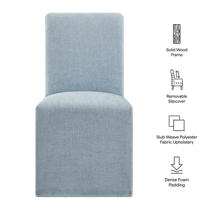 Modway Aster Slub Weave Fabric Slipcovered Dining Chairs Set of 2 in Sky - dimensions and specifications