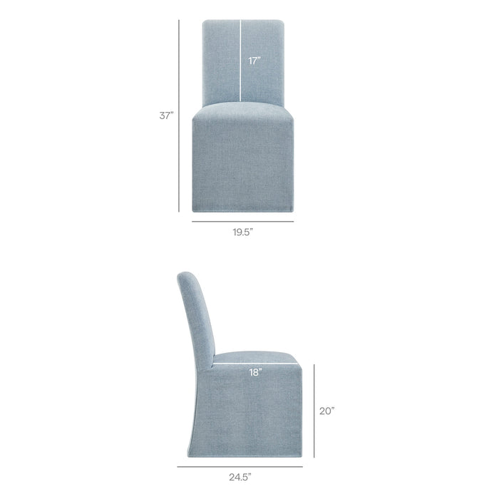 Modway Aster Slub Weave Fabric Slipcovered Dining Chairs Set of 2 in Sky - dimensions and specifications 51