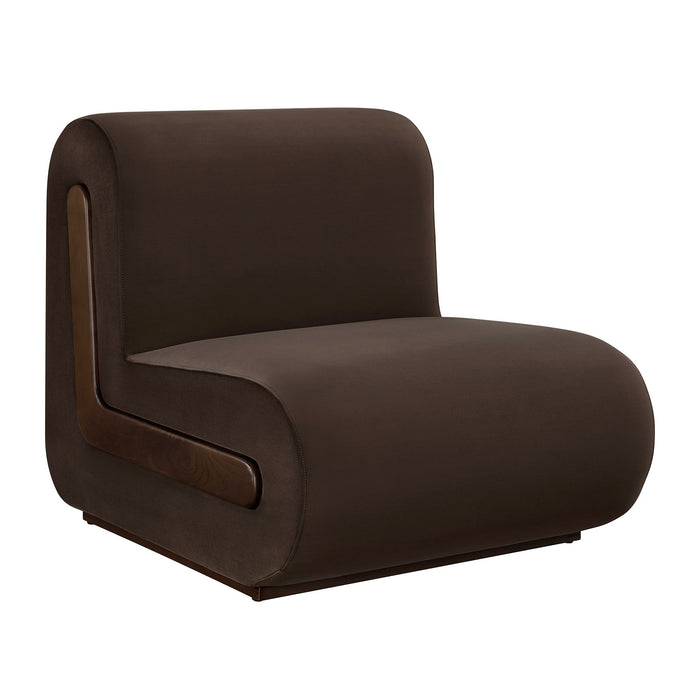 Modway Denby Performance Velvet Accent Chair in Chocolate Brown - front view