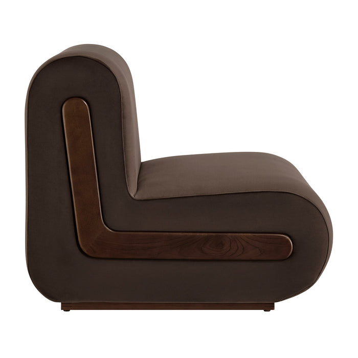 Modway Denby Performance Velvet Accent Chair in Chocolate Brown - angled view