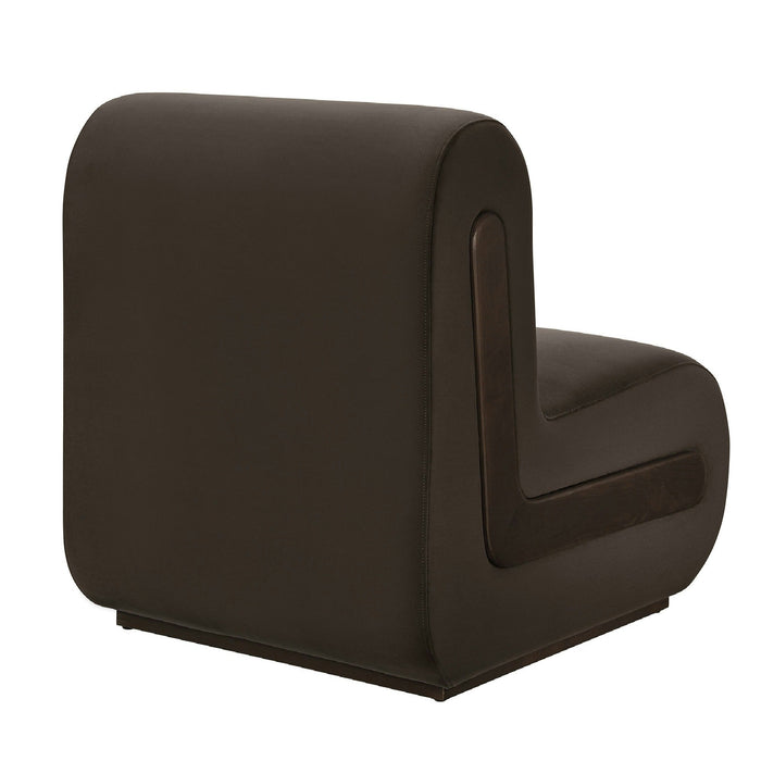 Modway Denby Performance Velvet Accent Chair in Chocolate Brown - side view