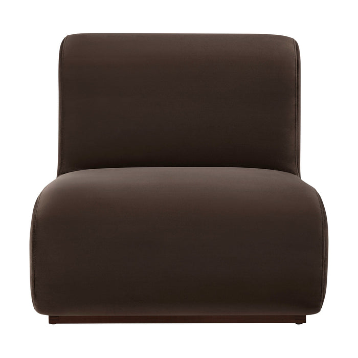 Modway Denby Performance Velvet Accent Chair in Chocolate Brown - detail view