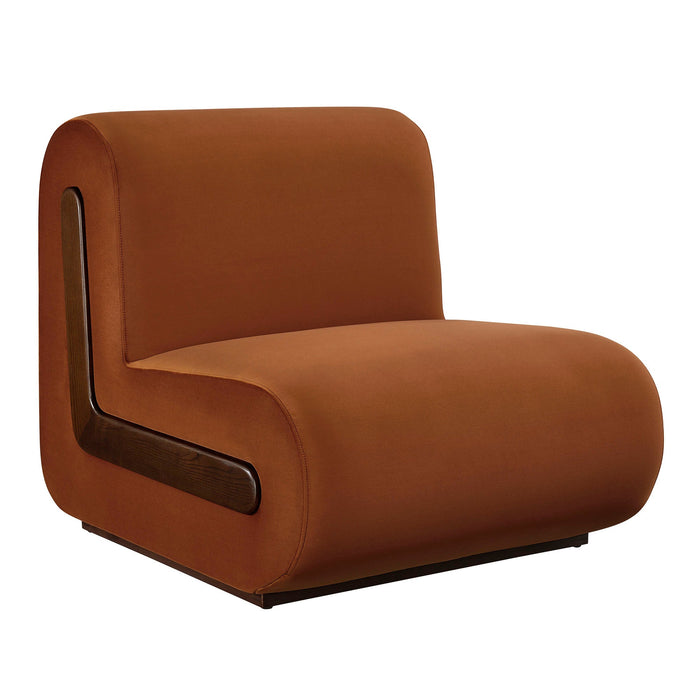 Modway Denby Performance Velvet Accent Chair in Rust - front view
