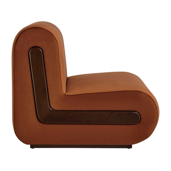 Modway Denby Performance Velvet Accent Chair in Rust - angled view