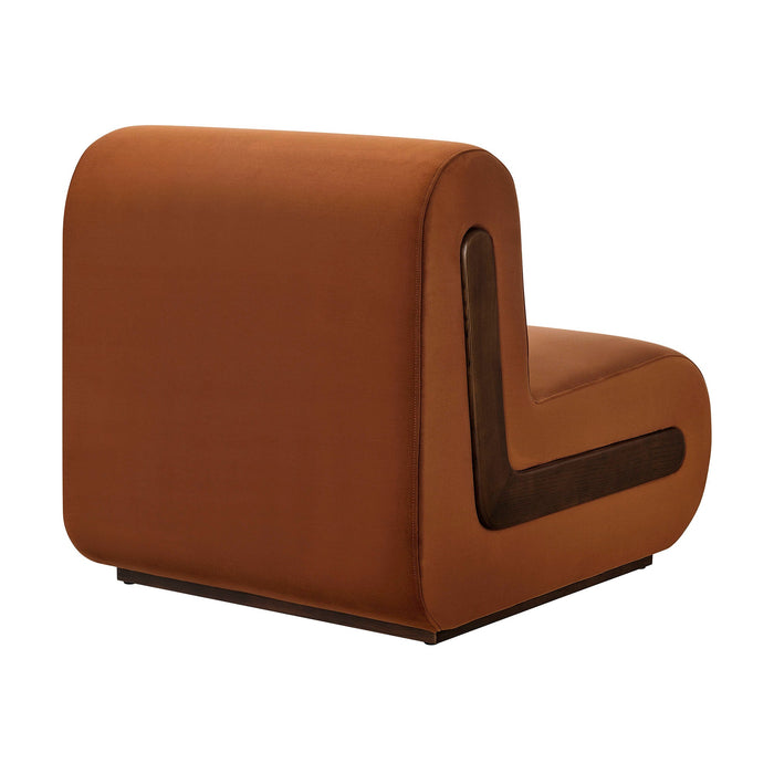 Modway Denby Performance Velvet Accent Chair in Rust - side view