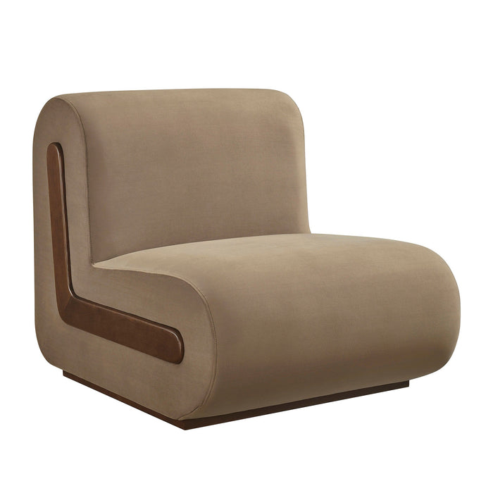 Modway Denby Performance Velvet Accent Chair in Taupe - front view