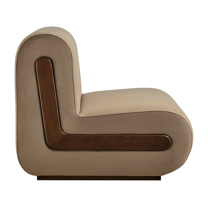 Modway Denby Performance Velvet Accent Chair in Taupe - angled view