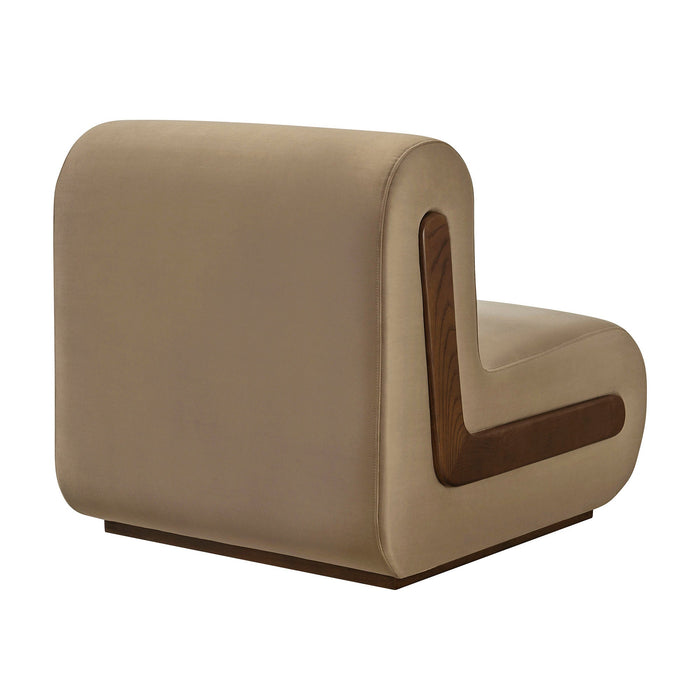 Modway Denby Performance Velvet Accent Chair in Taupe - side view