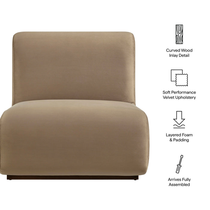 Modway Denby Performance Velvet Accent Chair in Taupe - dimensions and specifications