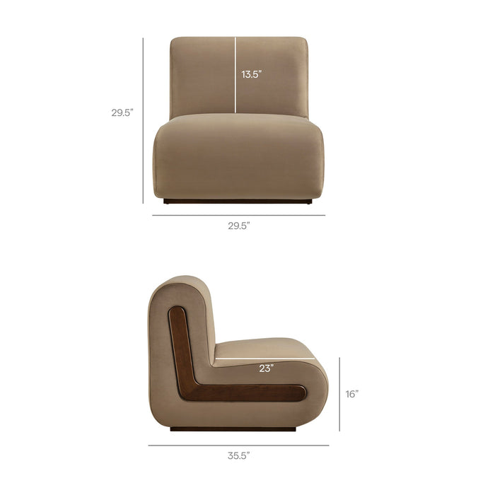 Modway Denby Performance Velvet Accent Chair in Taupe - dimensions and specifications 23