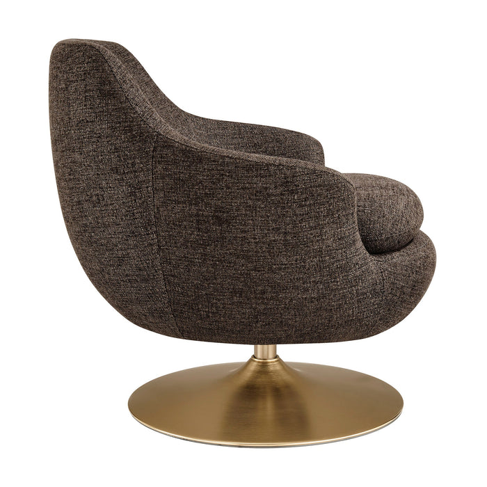 Modway Quimby Melange Chenille Swivel Accent Chair in Espresso - angled view