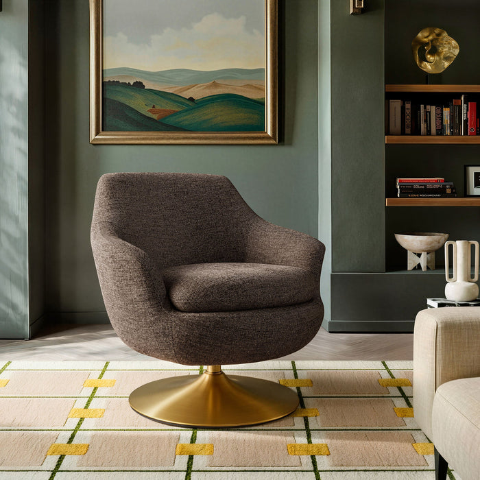 Modway Quimby Melange Chenille Swivel Accent Chair in Espresso - lifestyle view 21