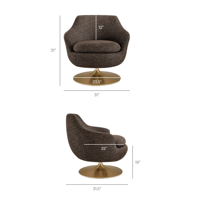 Modway Quimby Melange Chenille Swivel Accent Chair in Espresso - dimensions and specifications 27