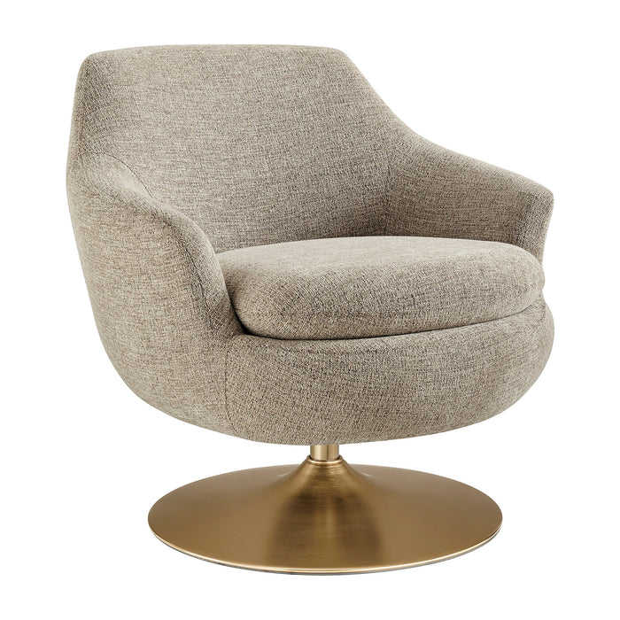 Modway Quimby Melange Chenille Swivel Accent Chair in Flaxen - front view