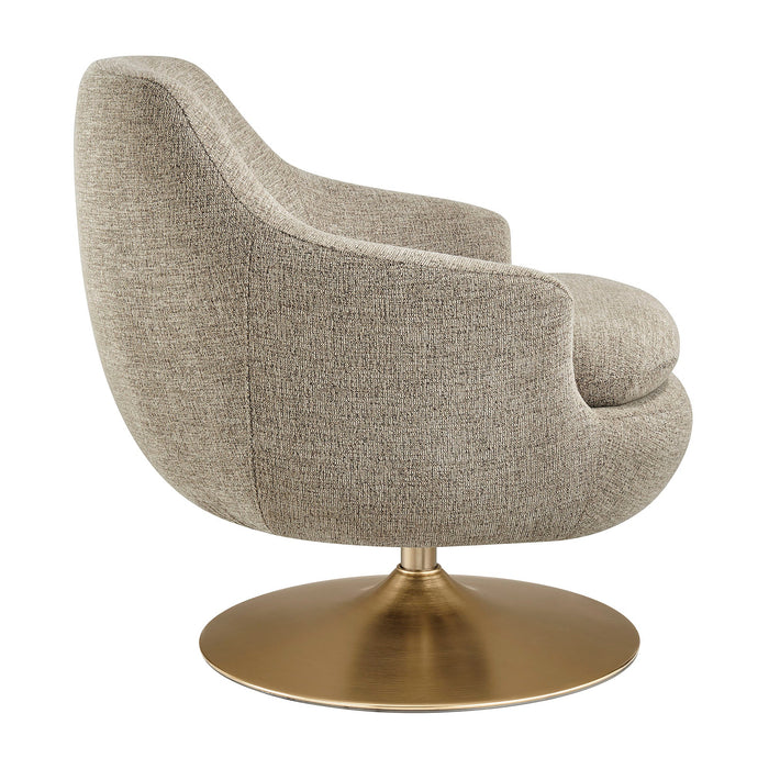 Modway Quimby Melange Chenille Swivel Accent Chair in Flaxen - angled view