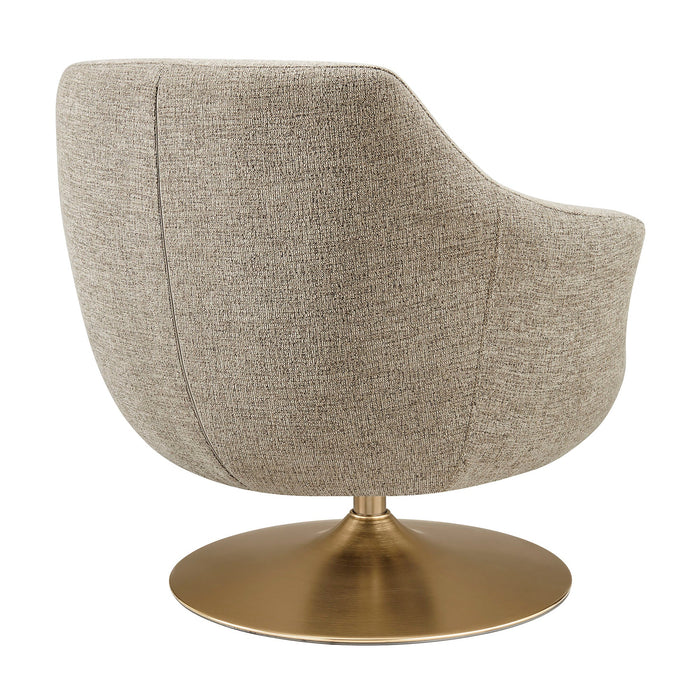 Modway Quimby Melange Chenille Swivel Accent Chair in Flaxen - side view