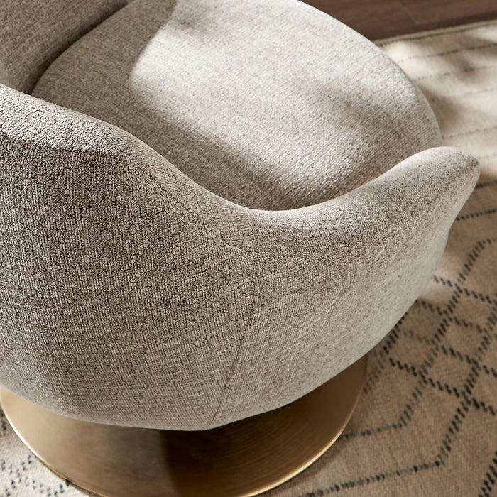 Modway Quimby Melange Chenille Swivel Accent Chair in Flaxen - lifestyle view 17