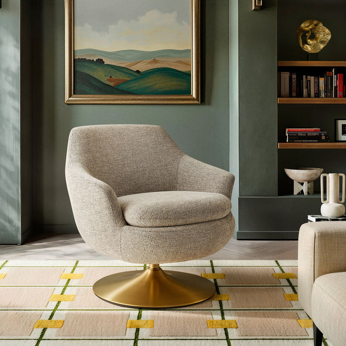 Modway Quimby Melange Chenille Swivel Accent Chair in Flaxen - lifestyle view 20