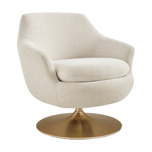 Modway Quimby Melange Chenille Swivel Accent Chair in Ivory - front view