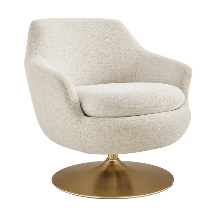 Modway Quimby Melange Chenille Swivel Accent Chair in Ivory - front view