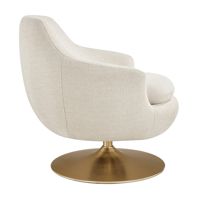 Modway Quimby Melange Chenille Swivel Accent Chair in Ivory - angled view