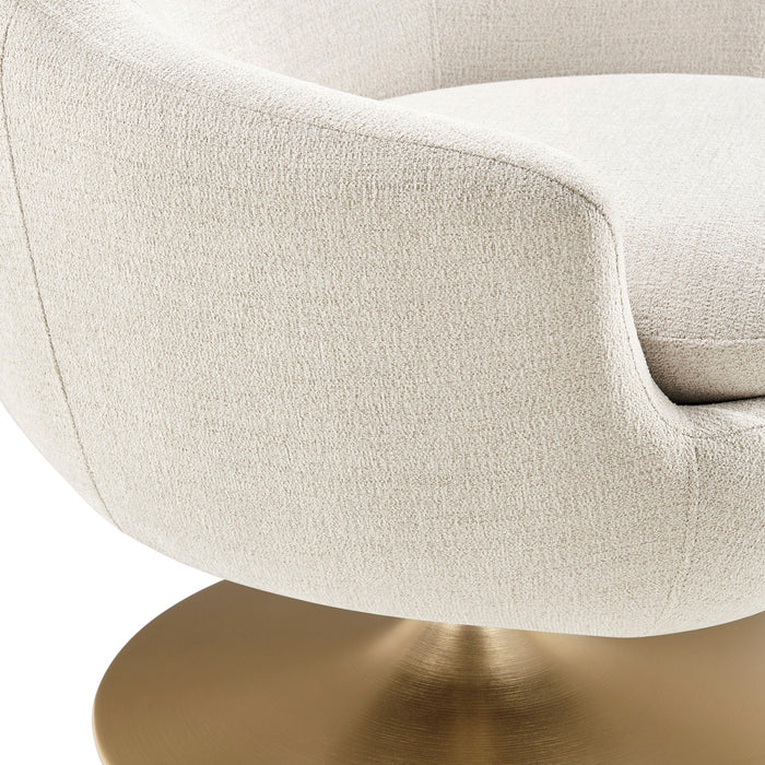 Modway Quimby Melange Chenille Swivel Accent Chair in Ivory - lifestyle view