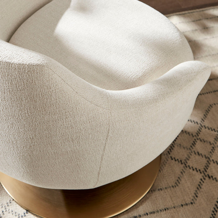 Modway Quimby Melange Chenille Swivel Accent Chair in Ivory - lifestyle view 16