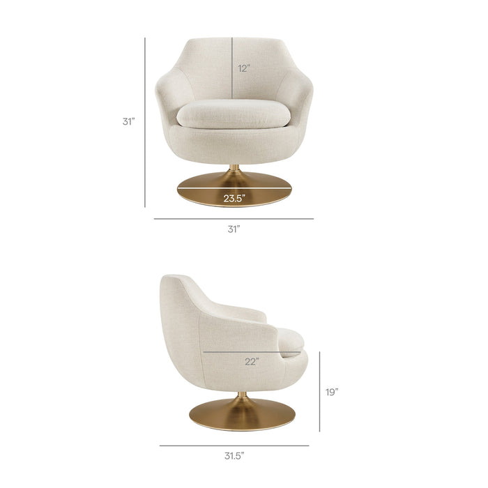 Modway Quimby Melange Chenille Swivel Accent Chair in Ivory - dimensions and specifications 23