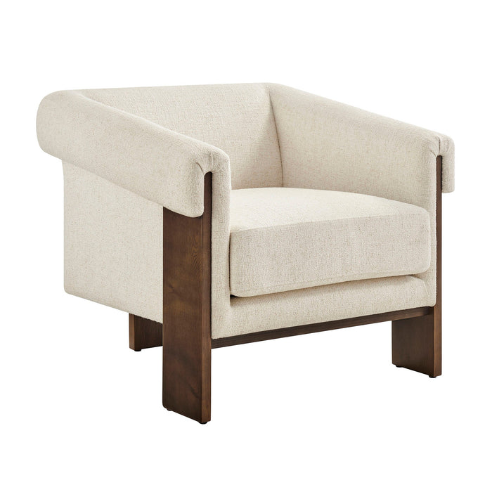 Modway Halbrook Linen Blend Tripod Accent Chair in Ivory - front view
