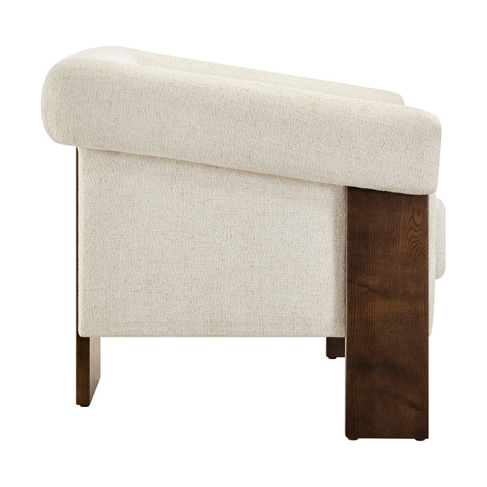 Modway Halbrook Linen Blend Tripod Accent Chair in Ivory - angled view