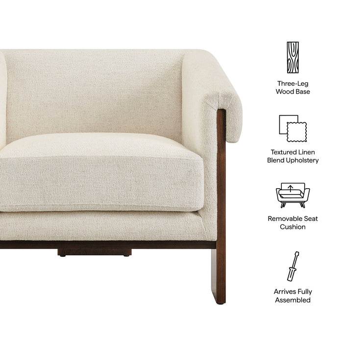 Modway Halbrook Linen Blend Tripod Accent Chair in Ivory - dimensions and specifications