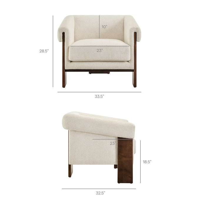 Modway Halbrook Linen Blend Tripod Accent Chair in Ivory - dimensions and specifications 18
