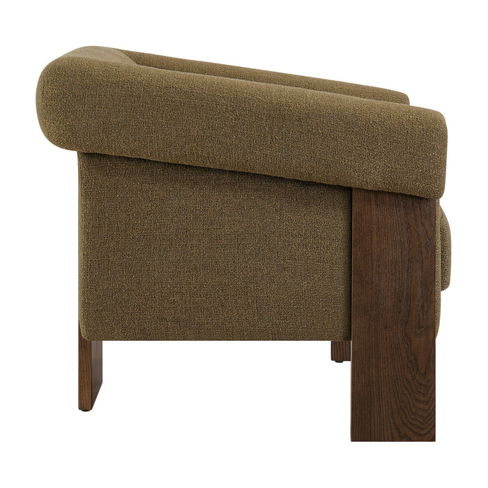 Modway Halbrook Linen Blend Tripod Accent Chair in Olive - angled view