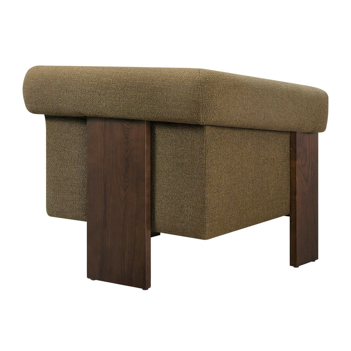 Modway Halbrook Linen Blend Tripod Accent Chair in Olive - side view