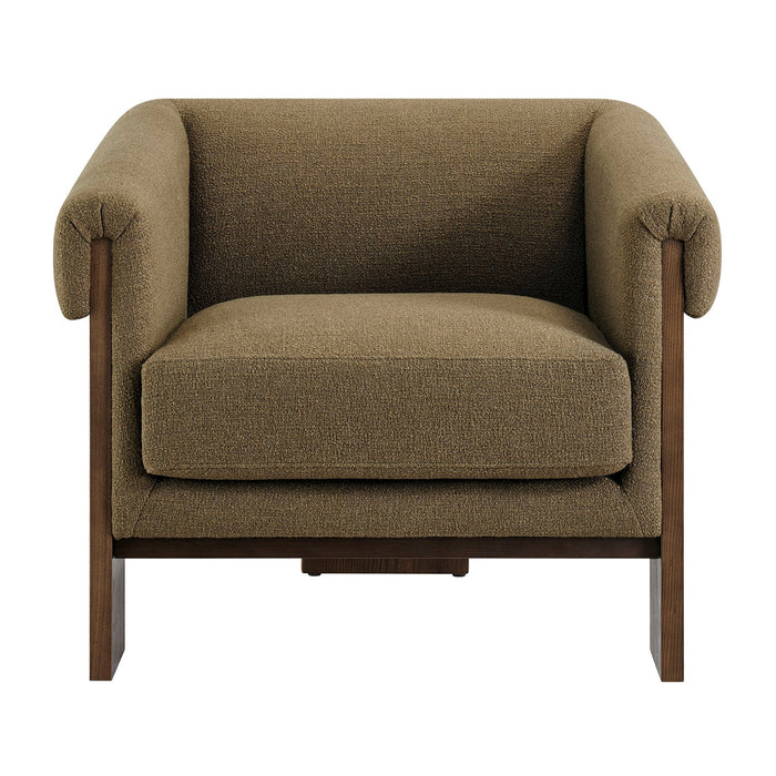 Modway Halbrook Linen Blend Tripod Accent Chair in Olive - detail view