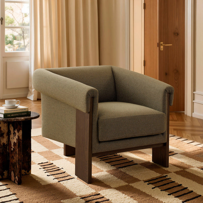 Modway Halbrook Linen Blend Tripod Accent Chair in Olive - lifestyle view 13