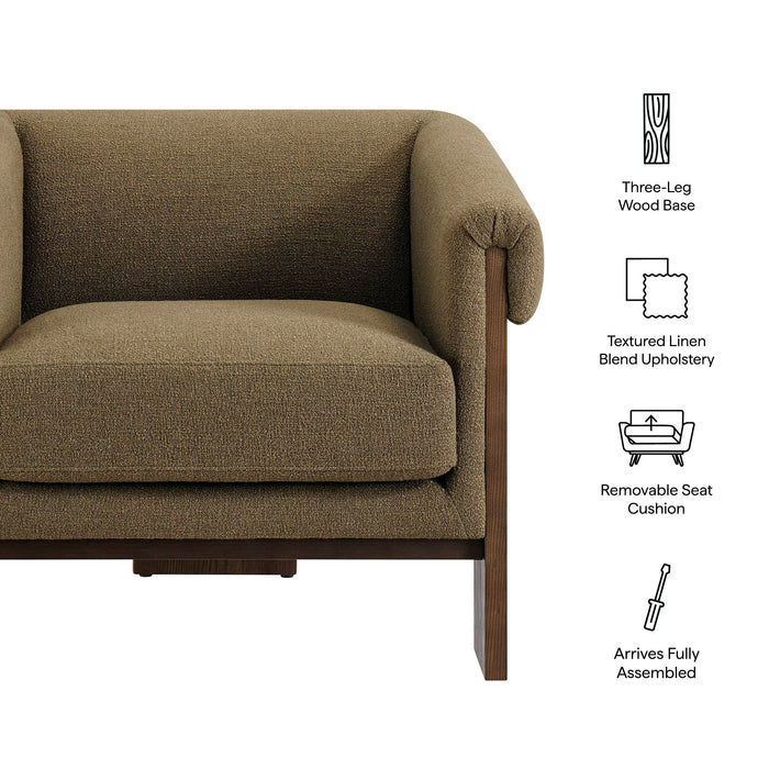 Modway Halbrook Linen Blend Tripod Accent Chair in Olive - dimensions and specifications