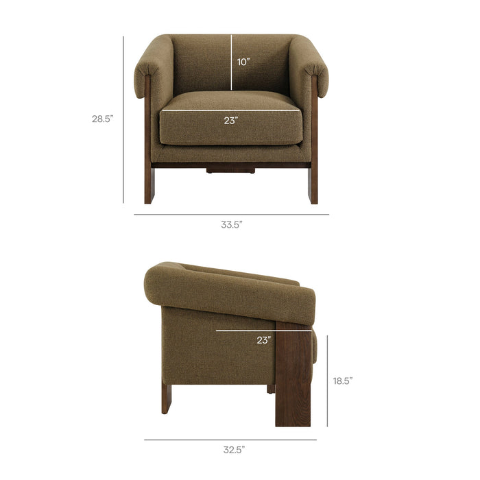 Modway Halbrook Linen Blend Tripod Accent Chair in Olive - dimensions and specifications 16