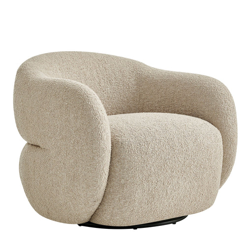 Modway Selby Textured Woven Fabric Swivel Accent Chair in Linen - front view