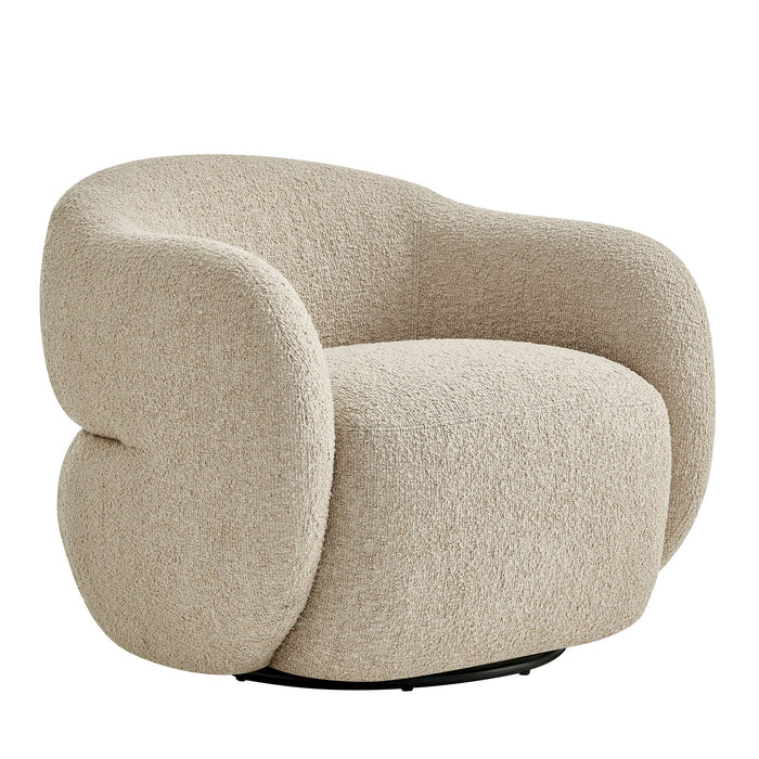 Modway Selby Textured Woven Fabric Swivel Accent Chair in Linen - front view