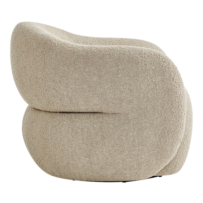 Modway Selby Textured Woven Fabric Swivel Accent Chair in Linen - angled view