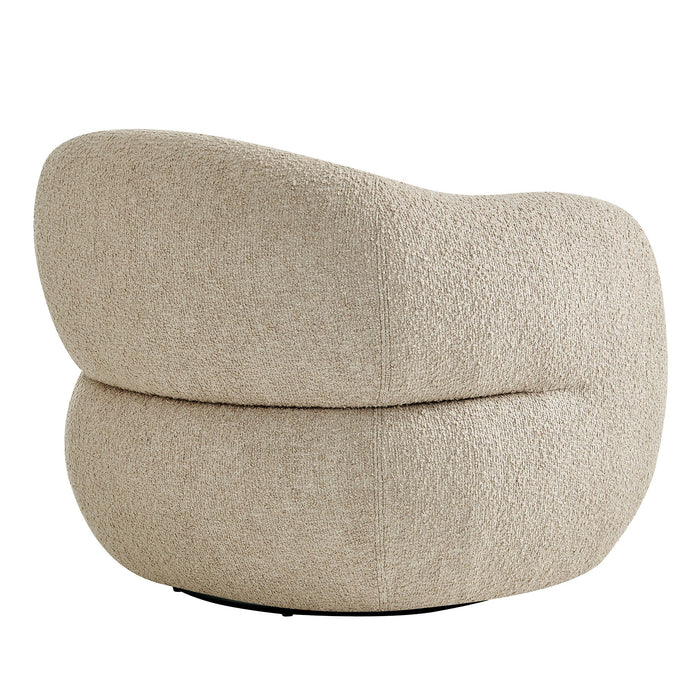 Modway Selby Textured Woven Fabric Swivel Accent Chair in Linen - side view