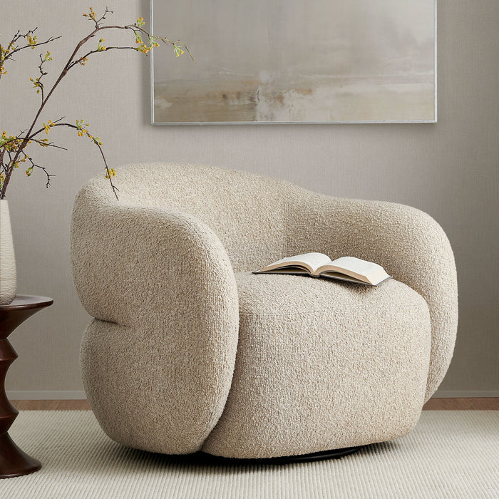 Modway Selby Textured Woven Fabric Swivel Accent Chair in Linen - lifestyle view 19